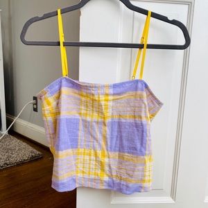 NWT UO crop top - lavender & yellow plaid